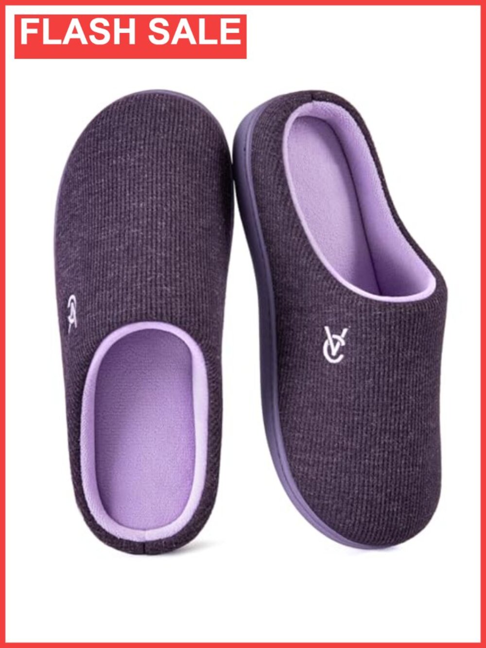 VeraCosy Women's Two-Tone Slippers Soft Memory Foam Indoor Outdoor Shoes